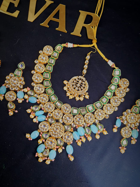 Zevar Jewelry Premium Quality Kundan Pearl & Bead Bridal Jewellery Set By Zevar