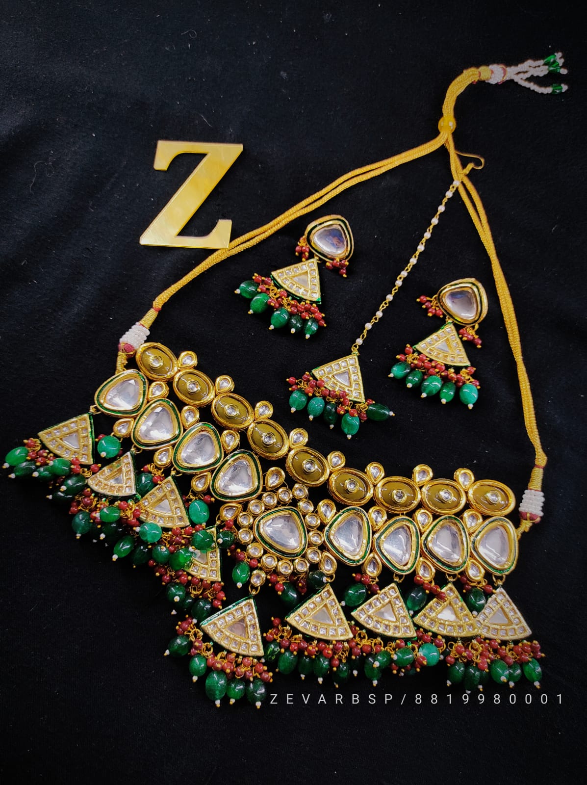 Zevar Jewelry Premium Quality Monalisa Beads Bridal Choker Necklace Set By Zevar