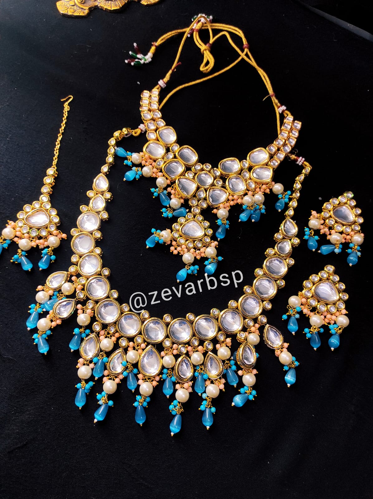 Zevar Jewelry Premium Quality New Collection Kundan Bridal Jewellery Earring With Maangtika Set By Zevar