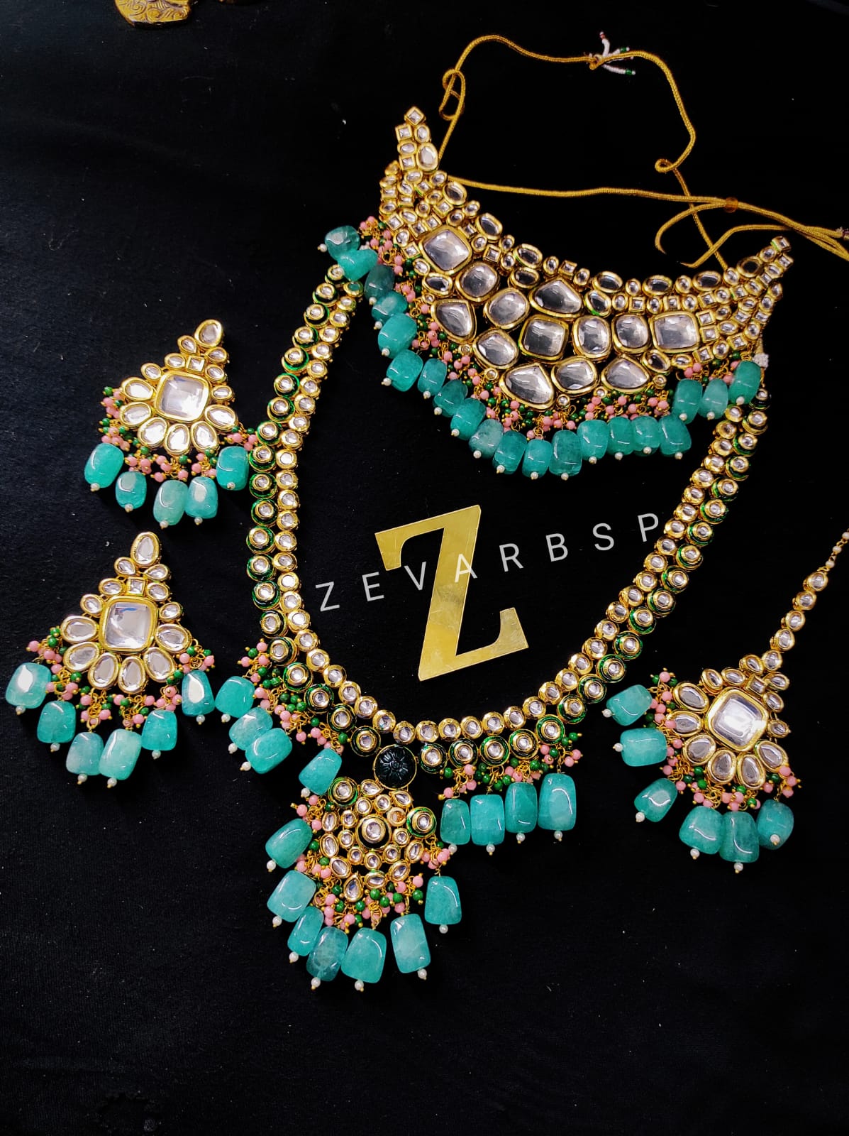 Zevar Jewelry Premium Quality New Collection Kundan Bridal Jewellery Earring With Maangtika Set By Zevar