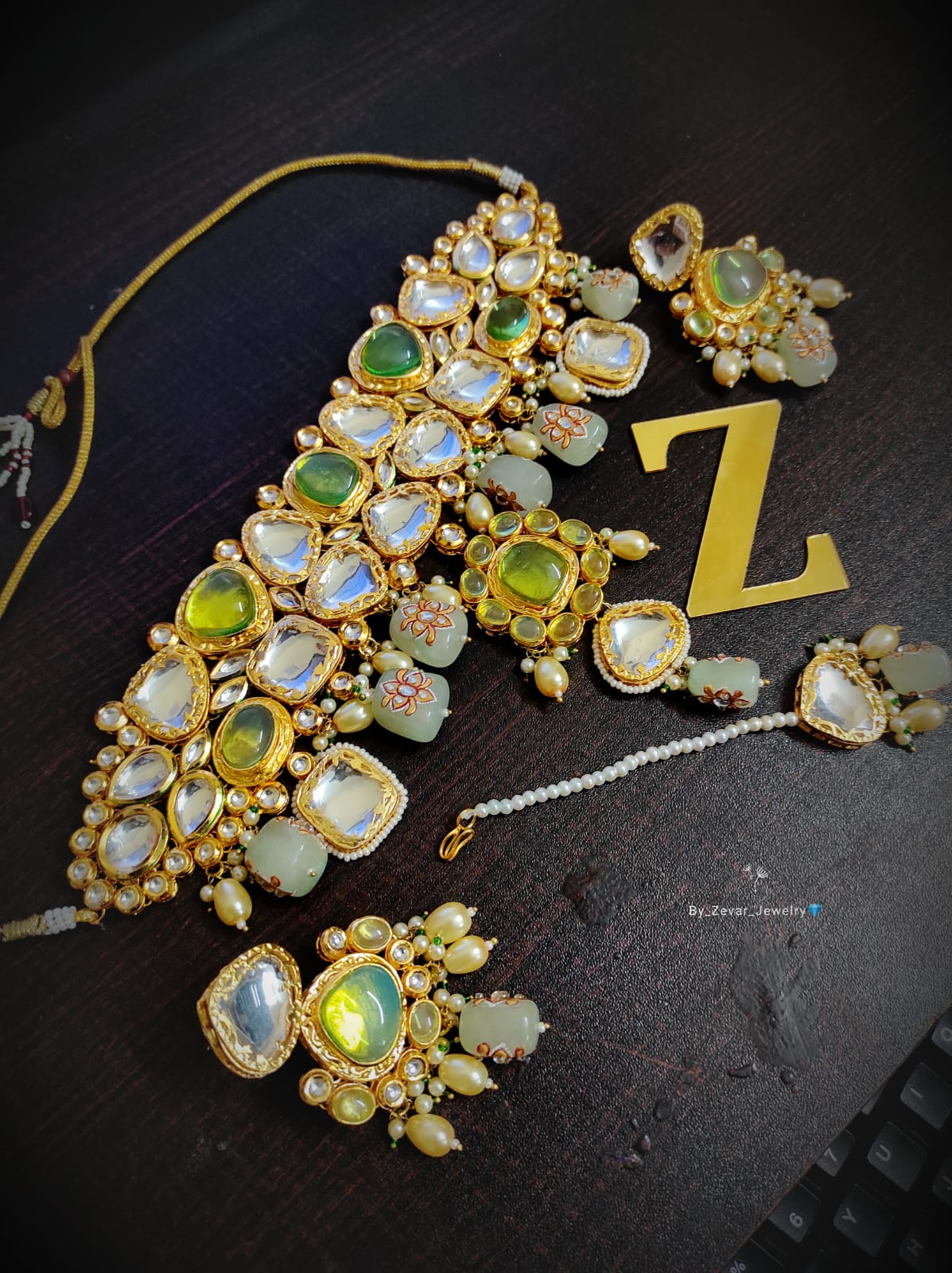 Zevar Jewelry Premium Quality Uncut Kundan Bridal Choker Necklace Set By Zevar