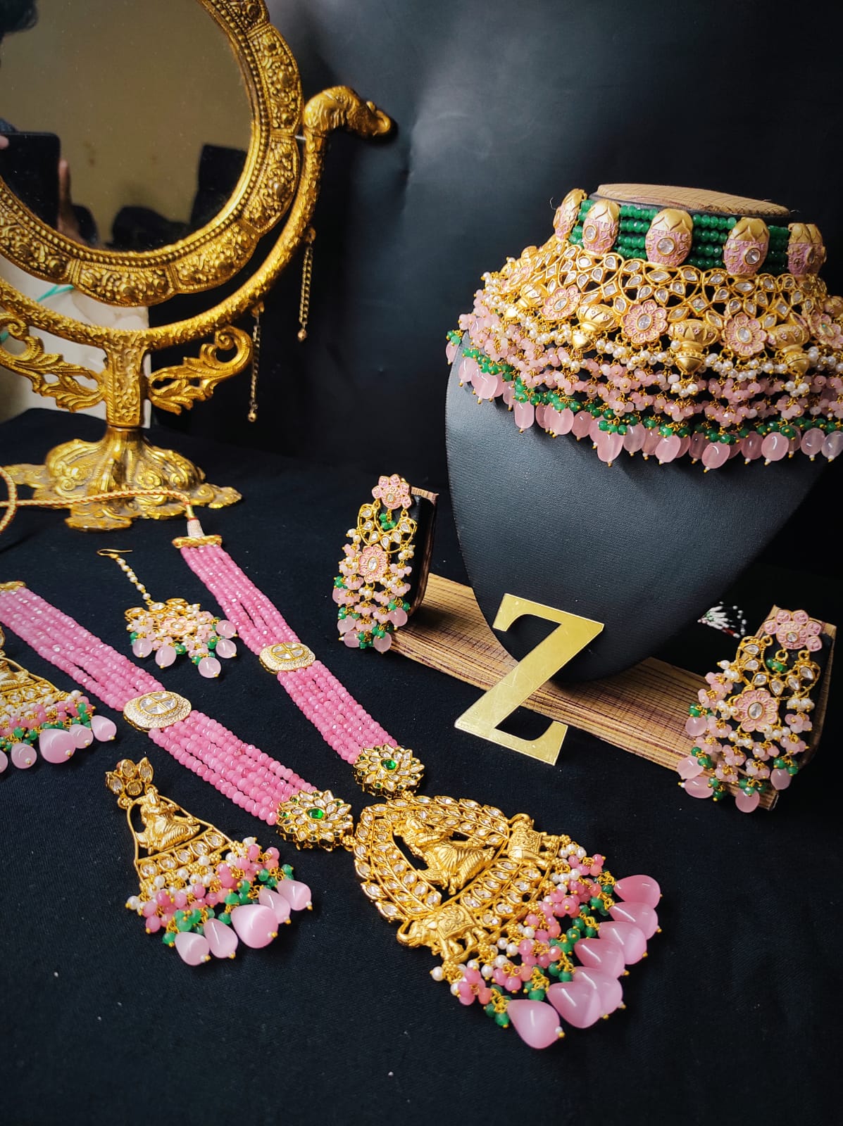 Zevar Jewelry Premium Quality Uncut Kundan Bridal Jewellery Long & Choker Set By Zevar