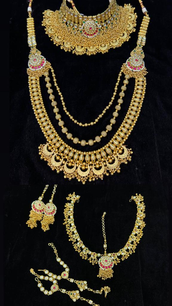 Zevar Jewelry Traditional Gold-Plated Matte Finish Bridal Jewellery Set By Zevar