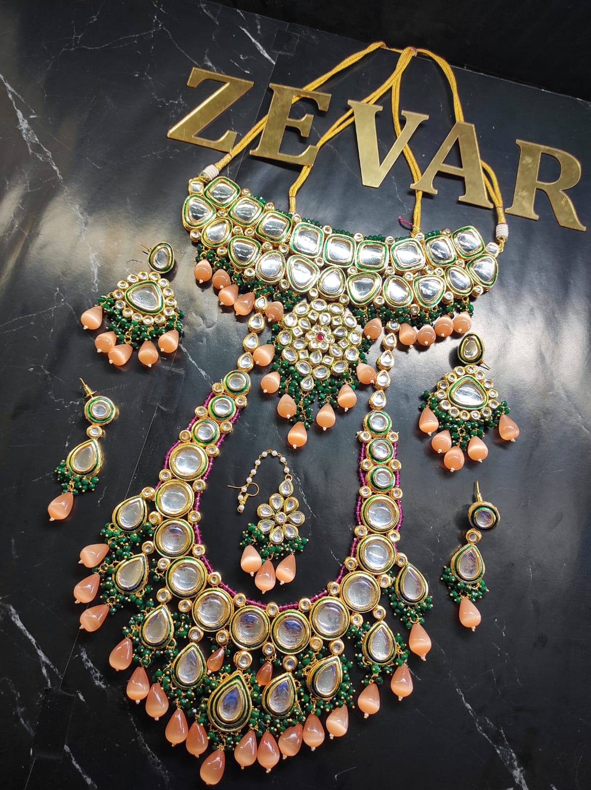 Zevar Jewelry Traditional Kundan Bridal Jewellery Necklace set By Zevar