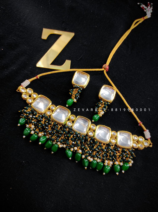 Zevar Jewelry Traditional Kundan Choker Necklace Earrings set By Zevar