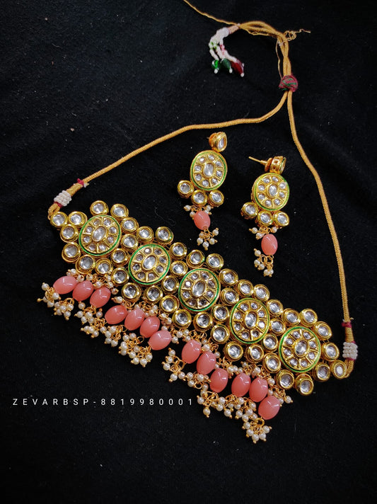 Zevar Jewelry Traditional Kundan Choker Necklace Earrings set By Zevar
