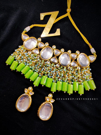 Zevar Jewelry Traditional kundan Necklace Earring set by Zevar