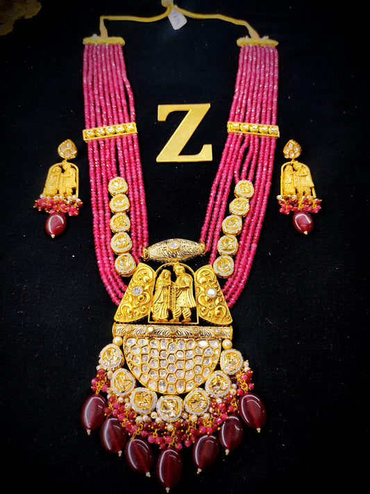 Zevar Jewelry Uncut Kundan Earrings & long necklace traditional new design set by zevar