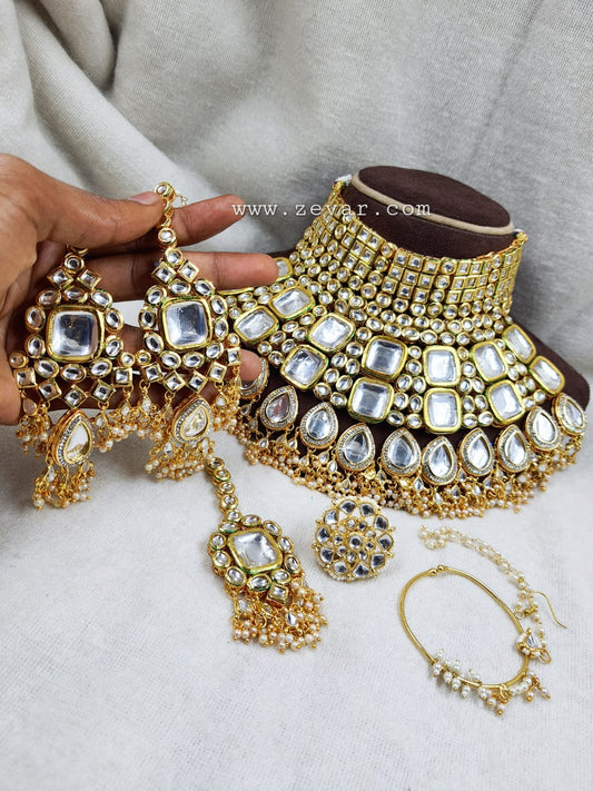 Zevar Jewelry ZEVAR | High Quality Kundan Bridal Choker Necklace Earring with Tikka