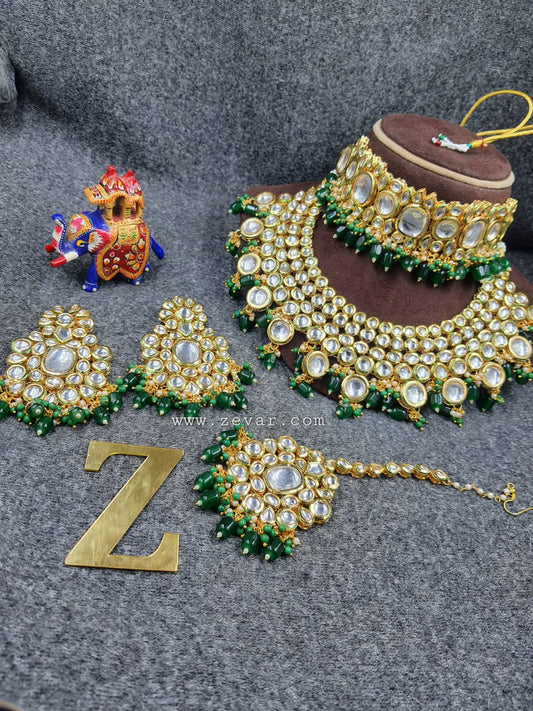Zevar Jewelry ZEVAR | Kundan Full Choker Necklace Earring & tikka Meenakari Work Back Side
