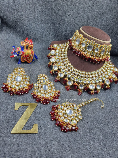 Zevar Jewelry ZEVAR | Kundan Full Choker Necklace Earring & tikka Meenakari Work Back Side