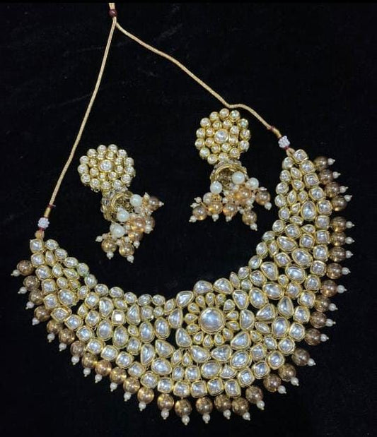 Zevar Jewelry ZEVAR | Pearl Kundan Choker Necklace jhumkaa earring