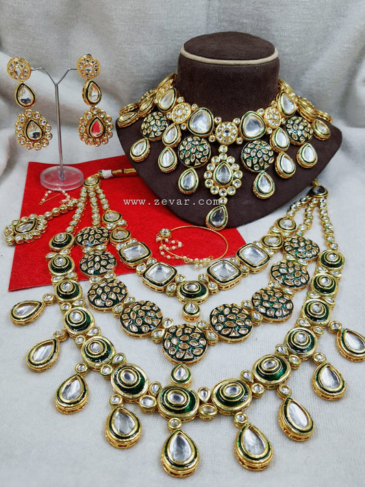 Zevar Jewelry ZEVAR | Premium Quality Kundan Bridal Necklace Earring with Tikka & Nath