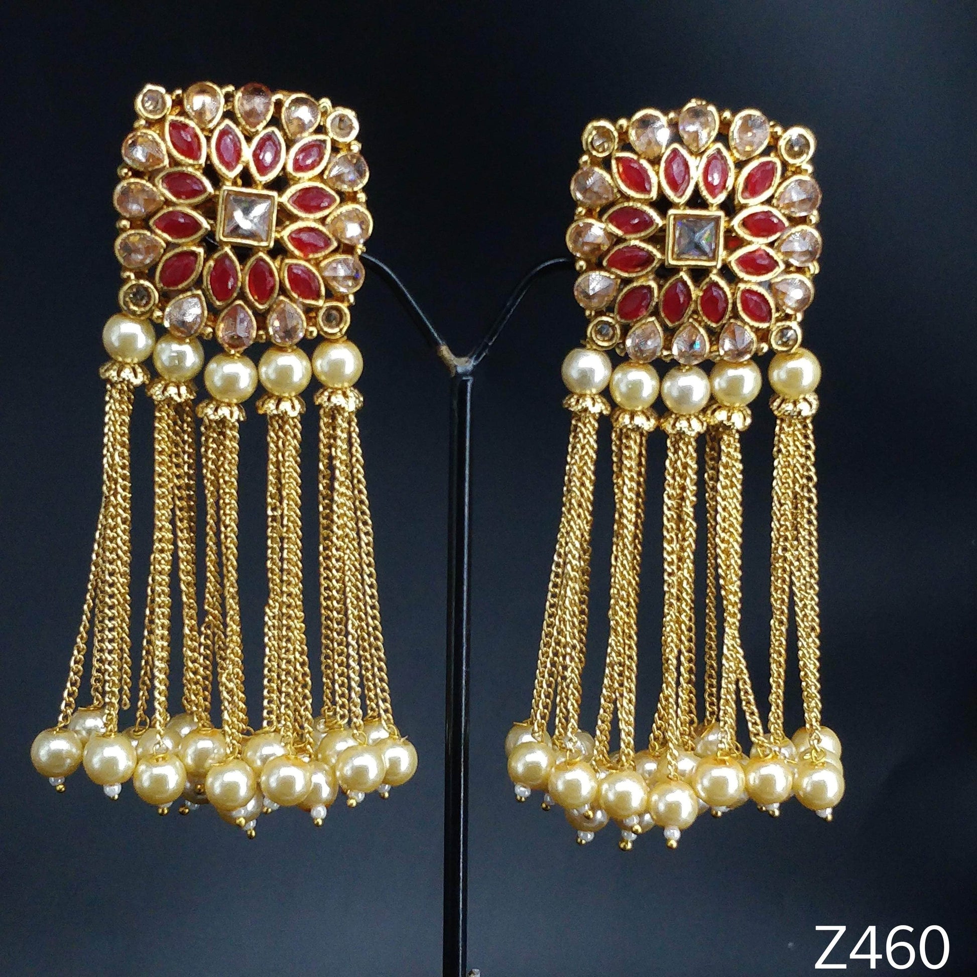 Kundan Gold plated & Pearl earrings By Zevar - Zevar