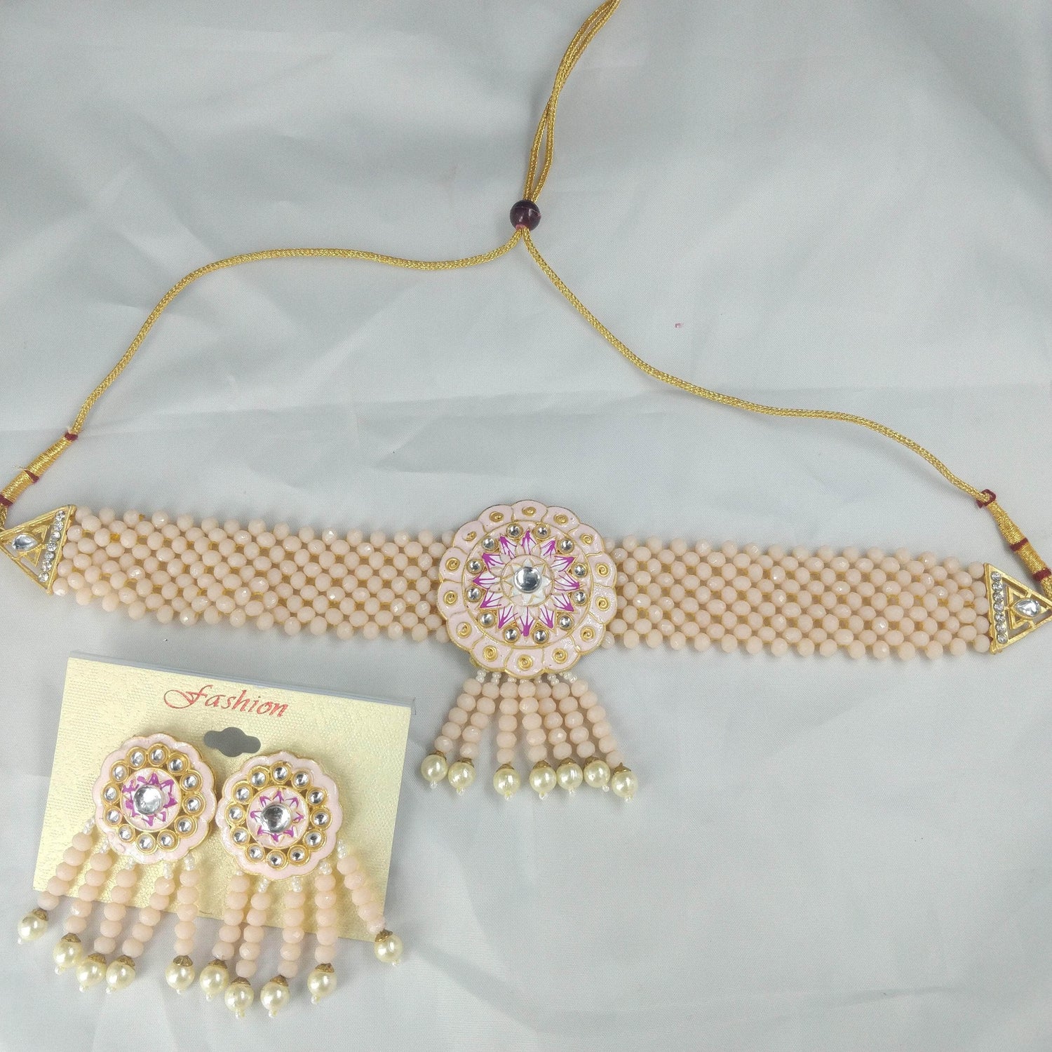 Pearls Choker Necklace & Earring Set - Zevar