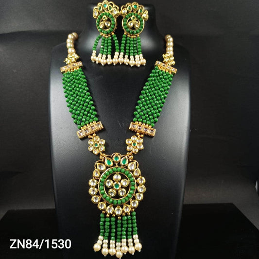 Zevar Long necklace GREEN Beautiful Kundan Meenakari Necklace By Zevar