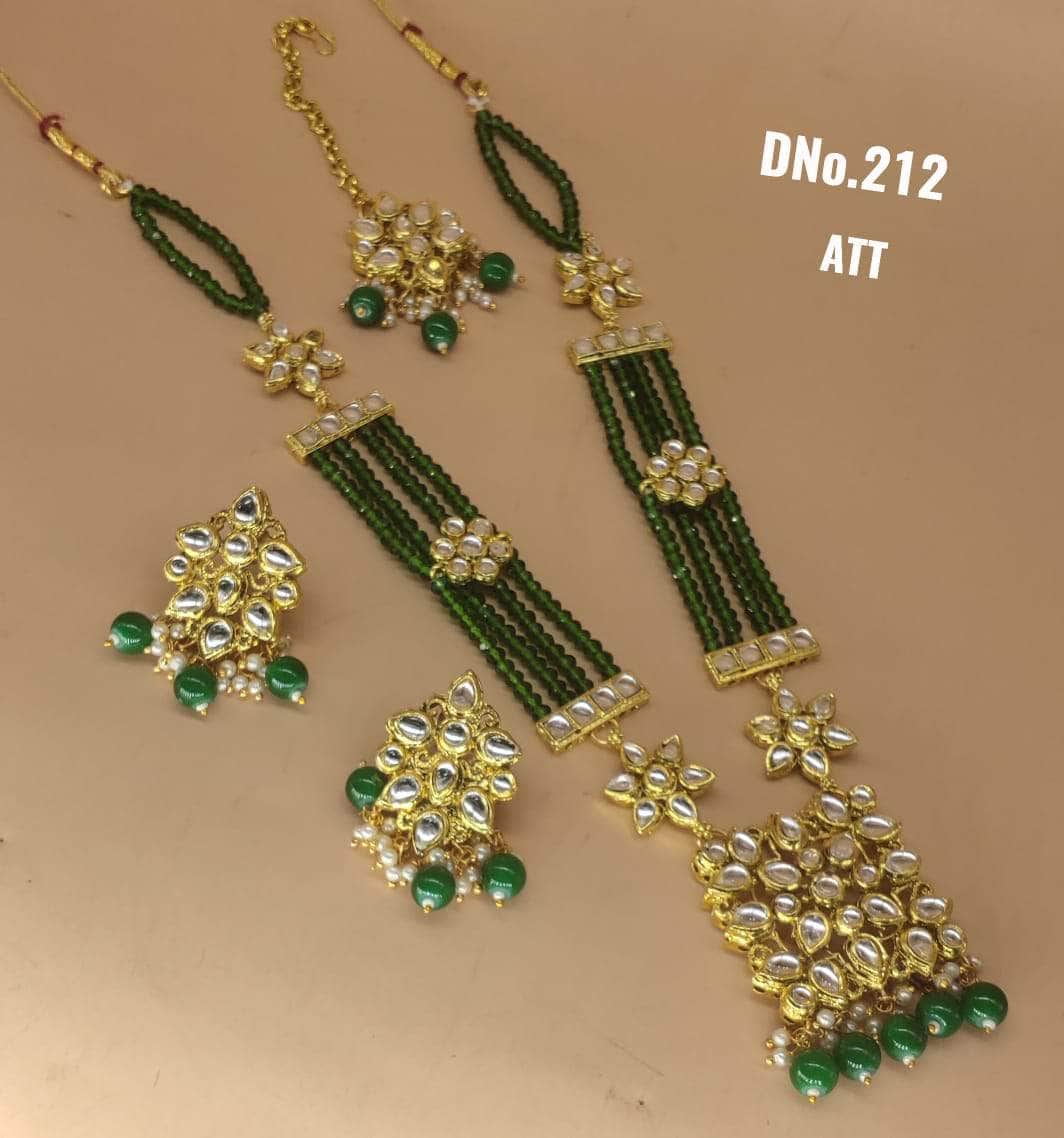 Zevar Long necklace Green Zaveri Pearls Gold-Toned & Green Multi Layered Necklace By Zevar