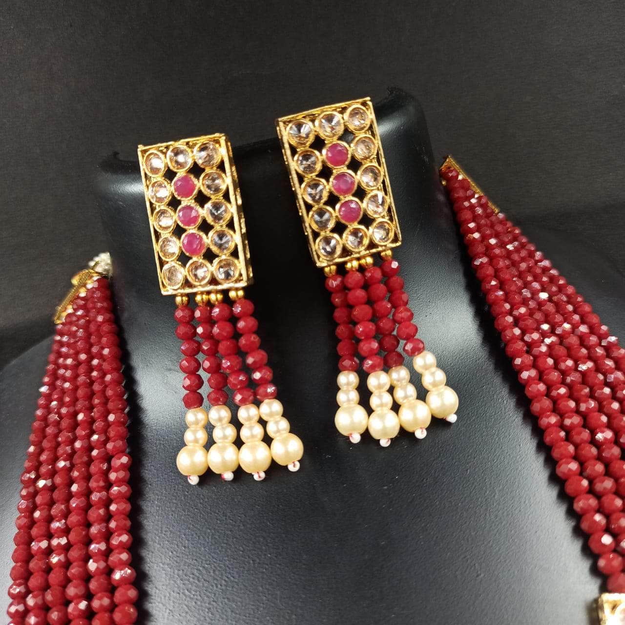 Zevar Long necklace Kundan Pearl Long Necklace & Earrings Set By Zevar