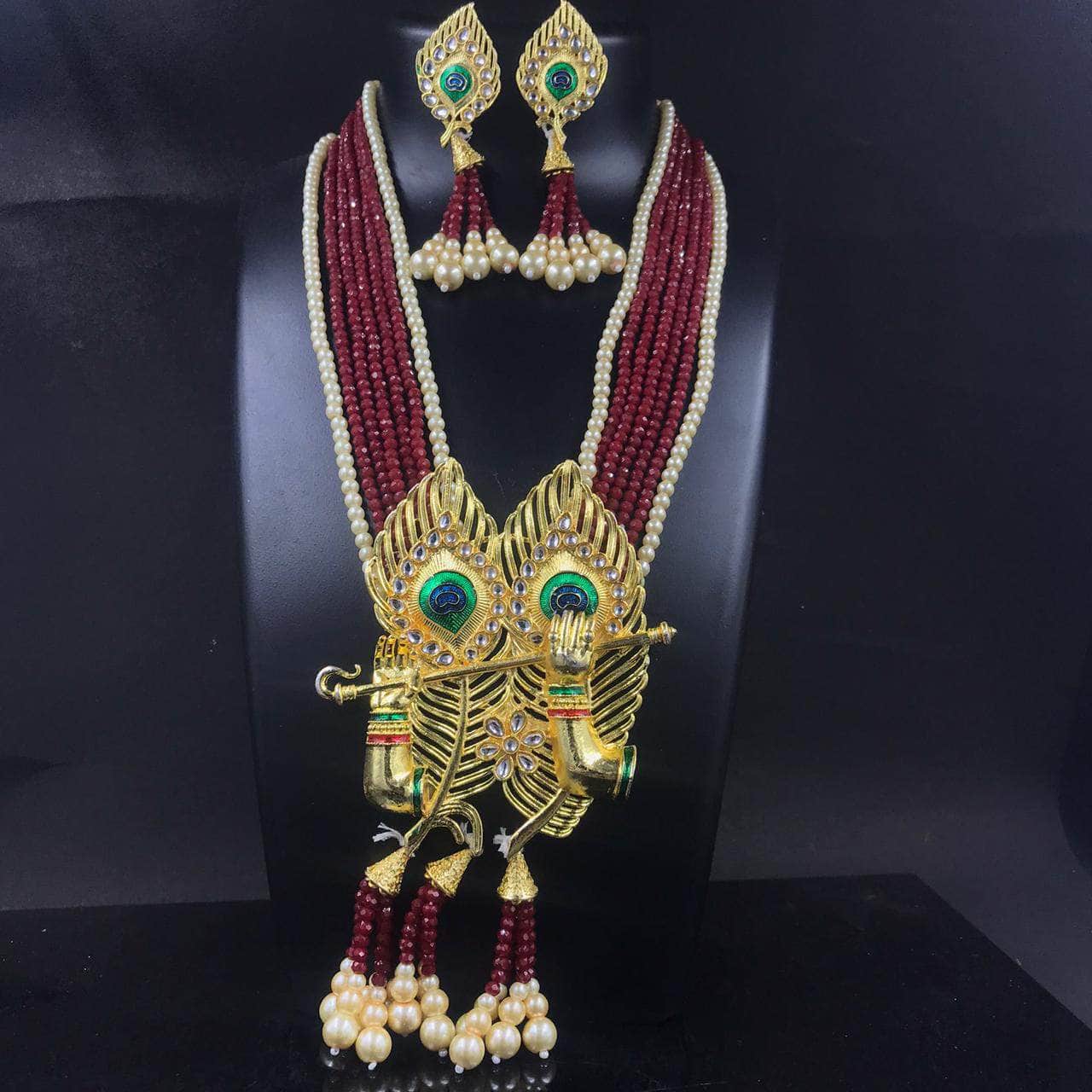 Zevar Long necklace Meroon Gold-Plated Antique Matte God Jewellery Set By Zevar