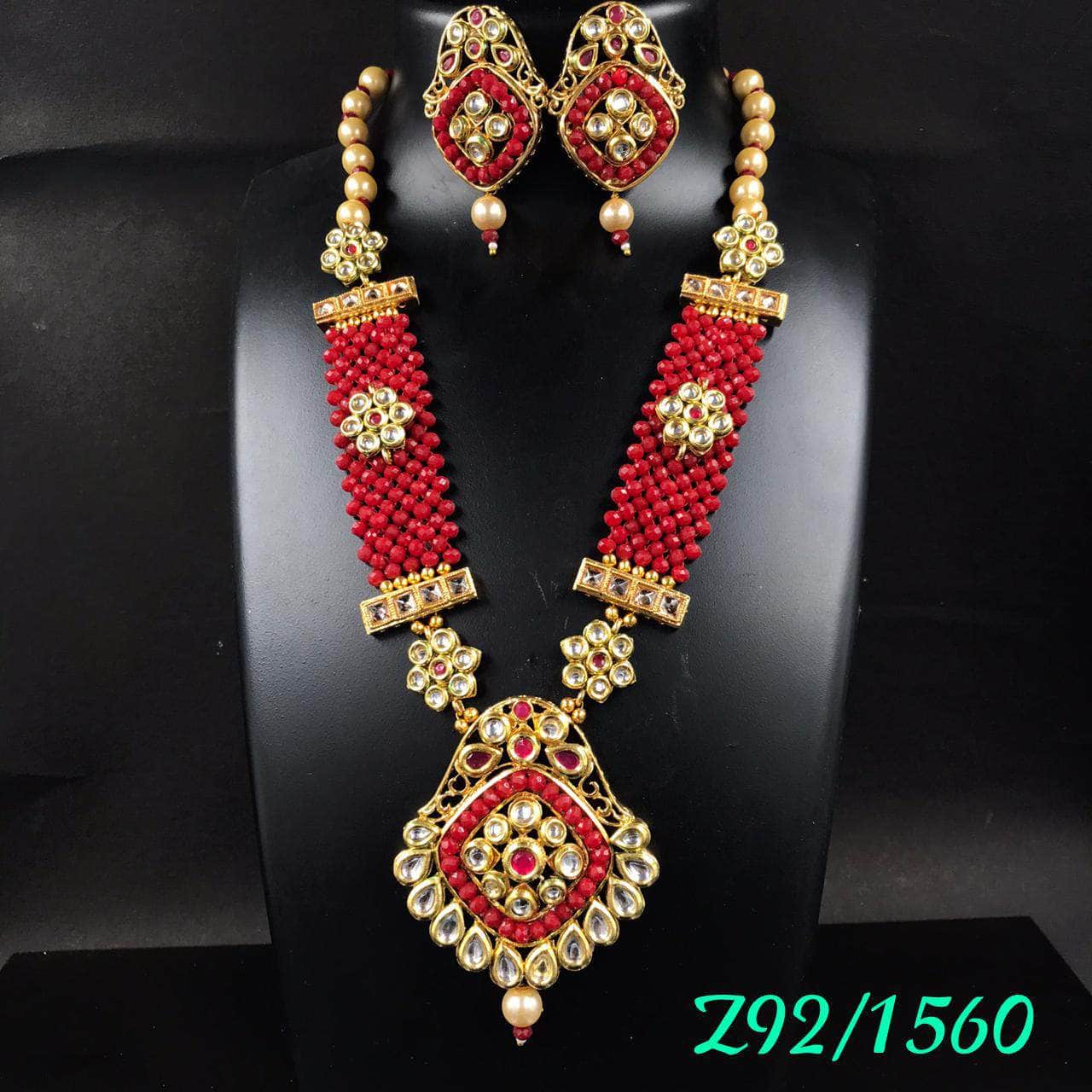 Zevar Long necklace RED Kundan Pearl Choker Necklace By Zevar