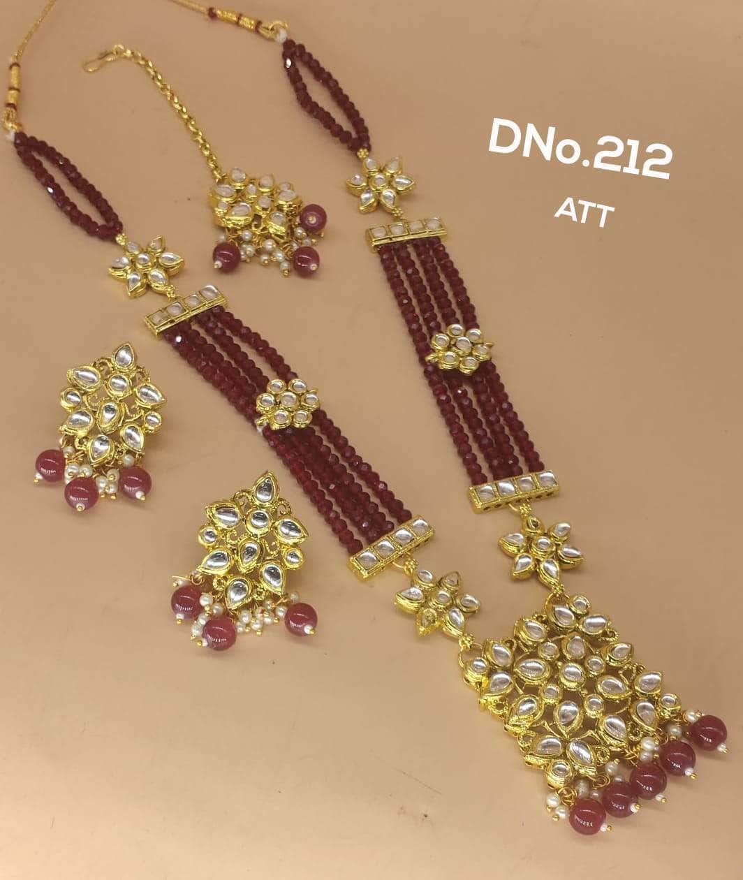 Zevar Long necklace Zaveri Pearls Gold-Toned & Mehroon Multi Layered Necklace By Zevar