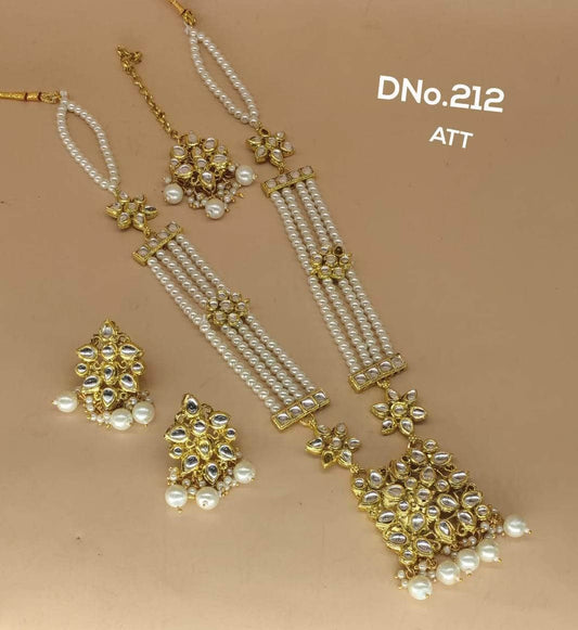 Zevar Long necklace Zaveri Pearls Gold-Toned & White Multi Layered Necklace By Zevar
