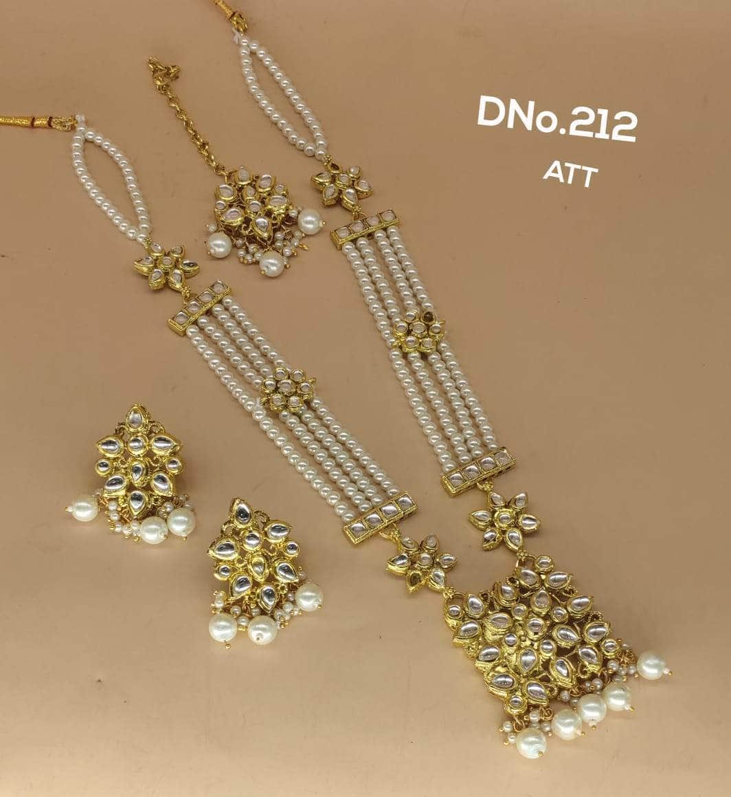 Zevar Long necklace Zaveri Pearls Gold-Toned & White Multi Layered Necklace By Zevar