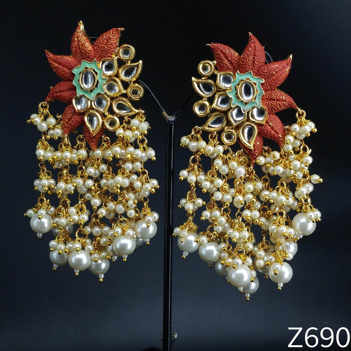 Kundan Minakari earrings Design By Zevar - Zevar