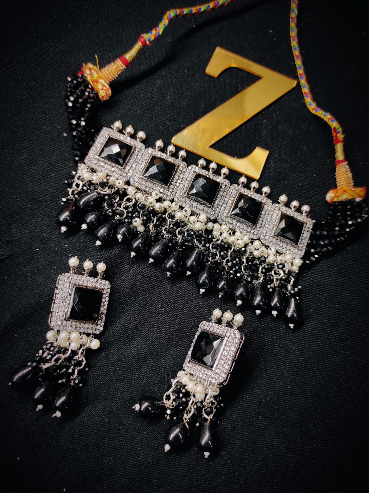 Zevar necklace ad Copy of American Diamond Stone Necklace Set By Zevar