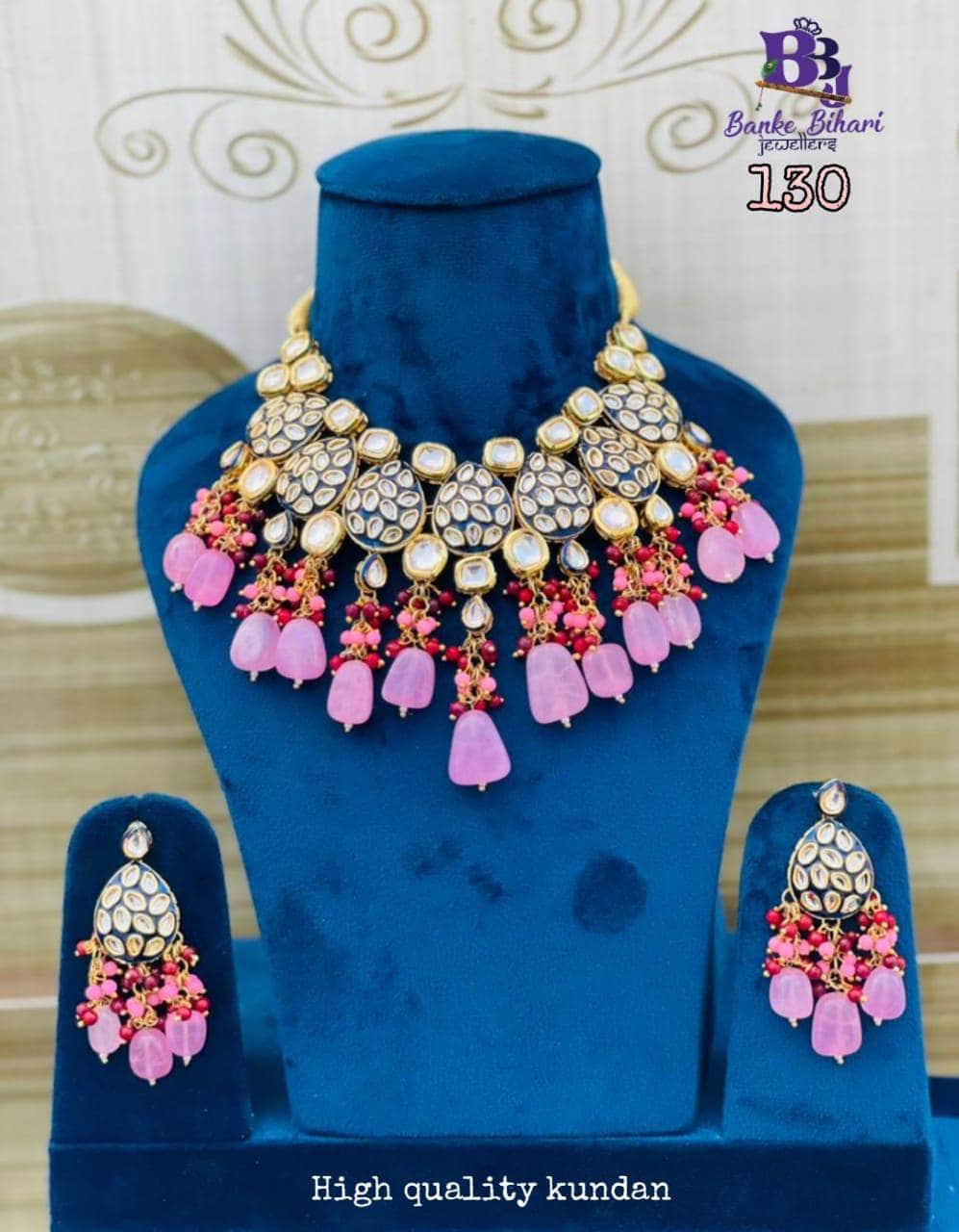 Zevar Necklace Beautiful Pink Kundan Choker Necklace By Zevar