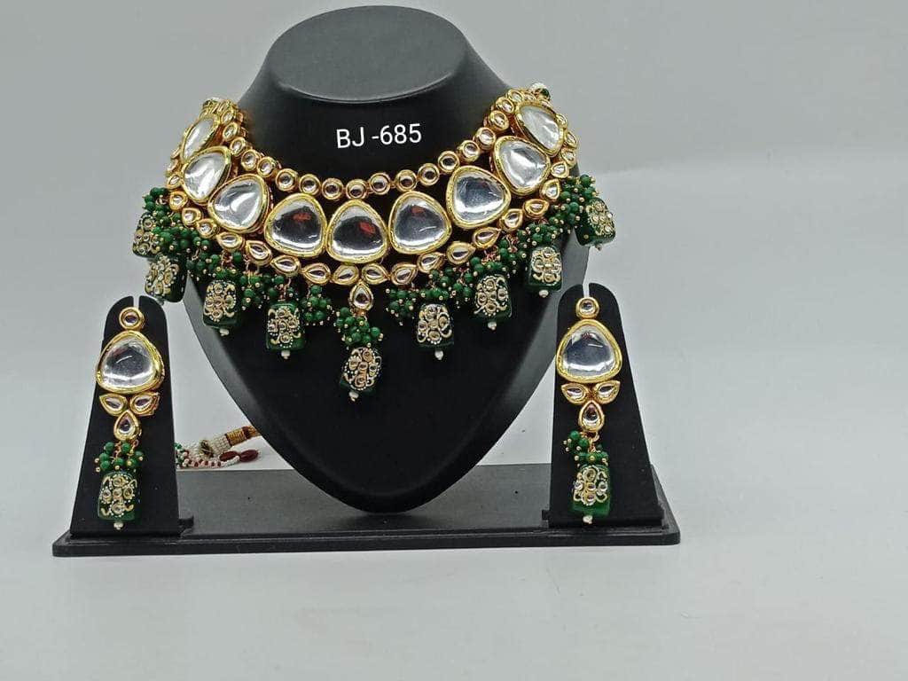 Zevar Necklace Beautifull Kundan Tumble Beads Necklace set By Zevar