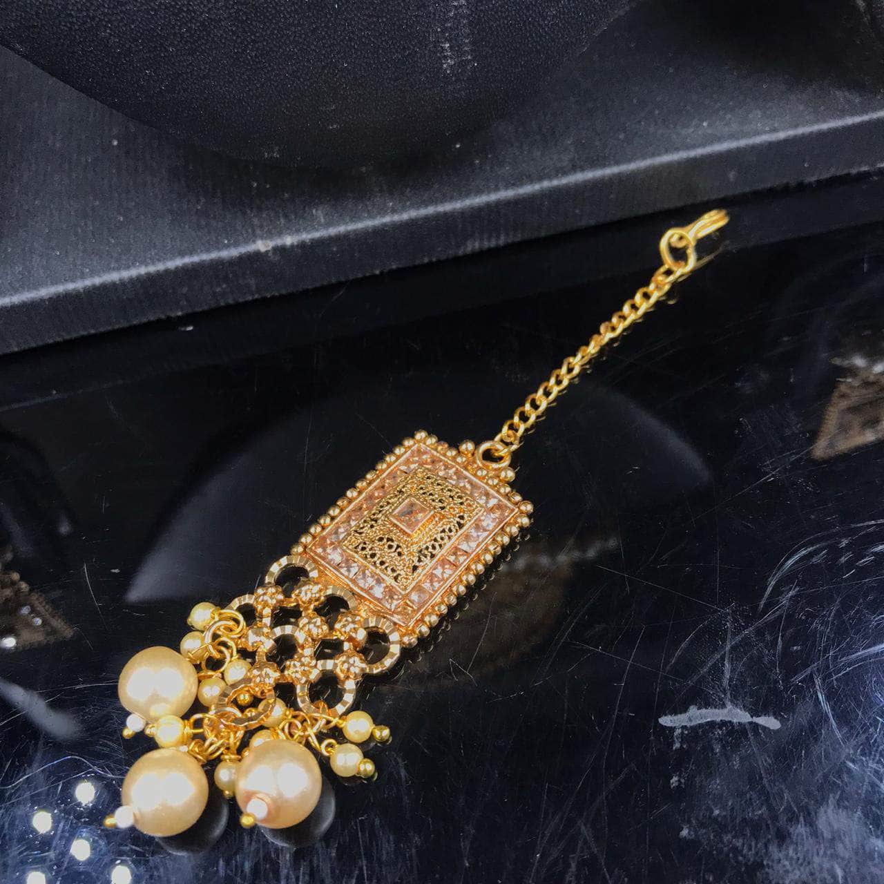 Zevar Necklace Gold-Toned Stone Studded Choker Jewellery Set By Zevar