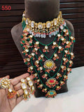 Zevar Necklace Green Kundan Pearl Necklace By Zevar
