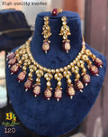 Zevar Necklace Kundan Choker Necklace With Earring & Mangtikka By Zevar - Mehroon.