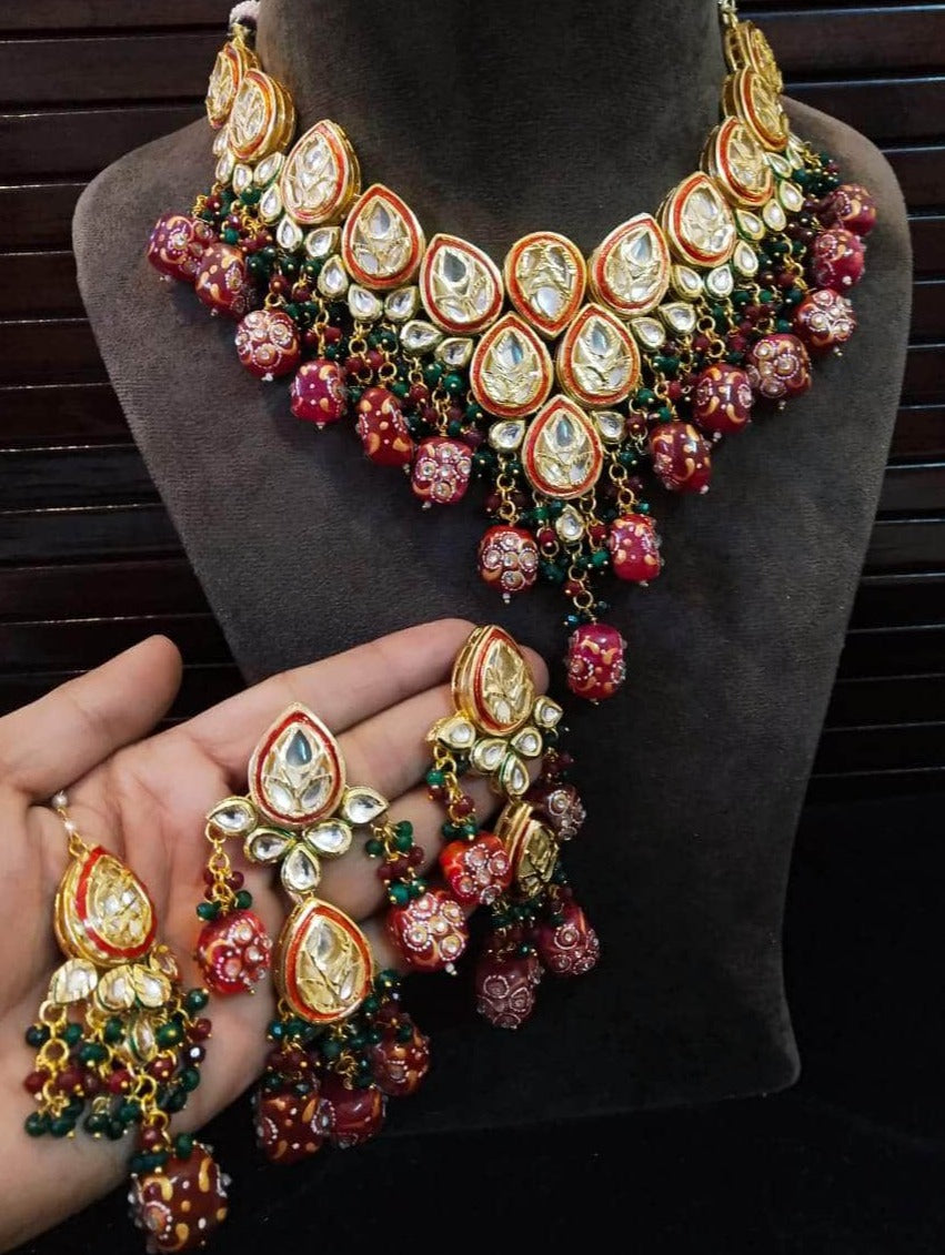 Kundan Heavy Pearl & Beads Necklace By Zevar - Zevar