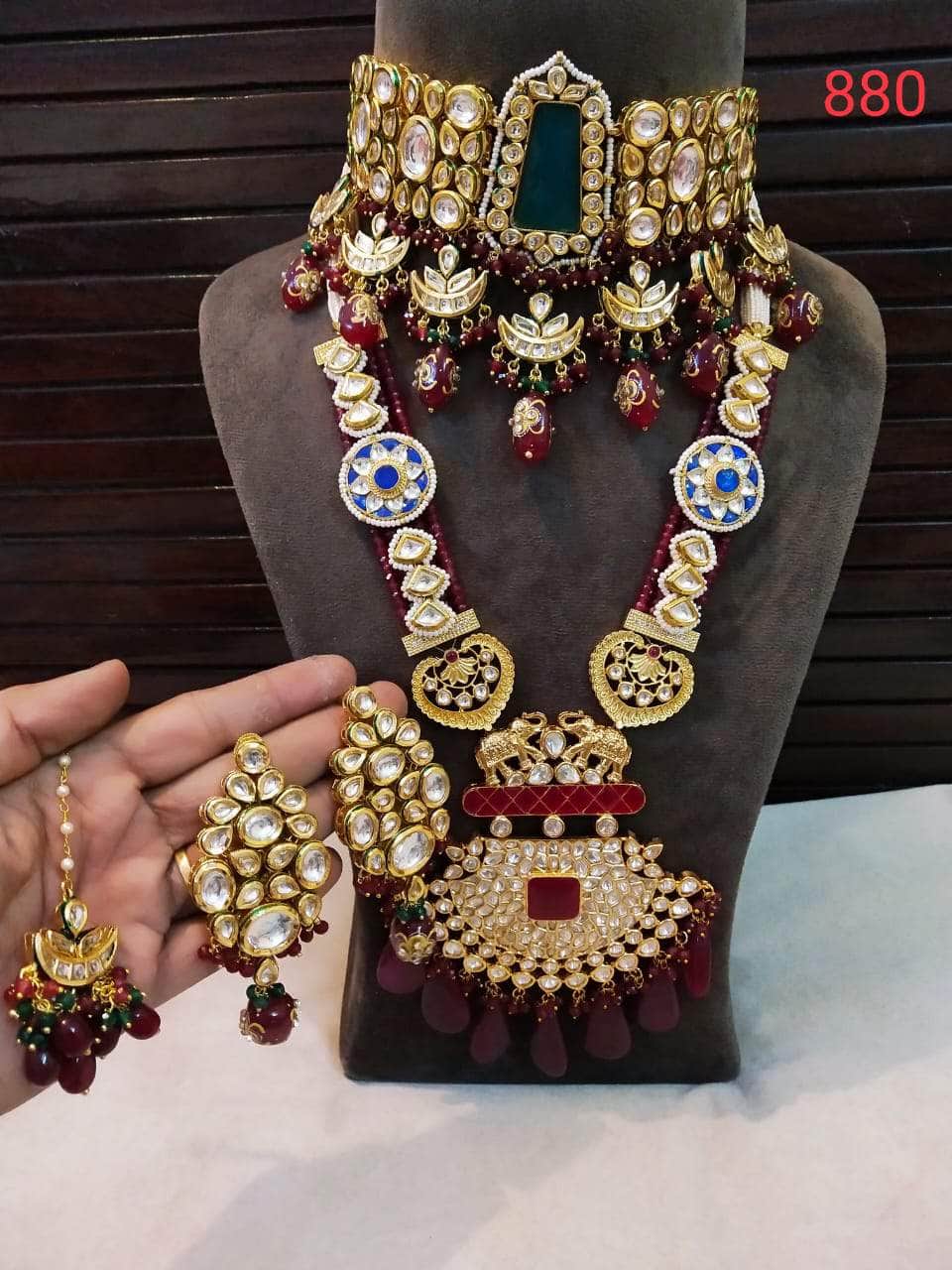 Zevar Necklace Kundan Minakari Pearls & Beads Necklace By Zevar
