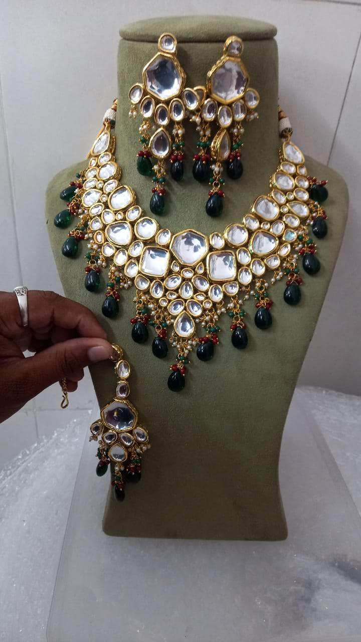 Zevar Necklace Kundan pearl and beads Choker Necklace. set by zevar