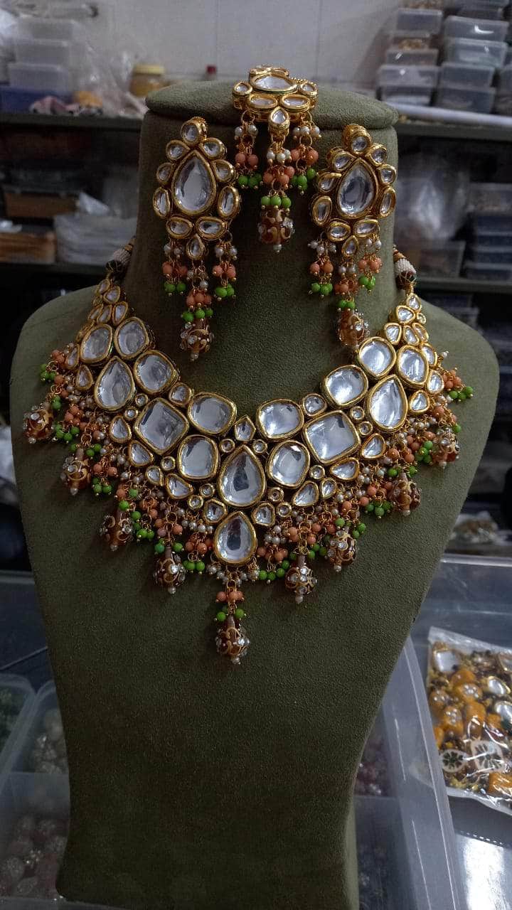 Zevar Necklace Kundan semi bridal necklace set by zevar