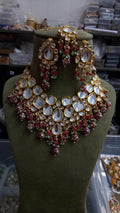 Zevar Necklace Kundan semi bridal necklace set by zevar