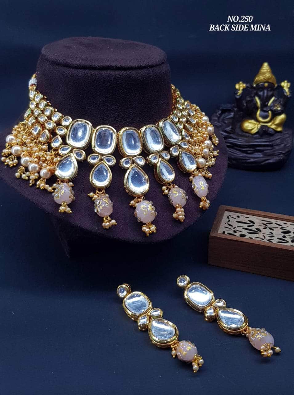 Zevar Necklace Mistyrose Kundan Pearls & Beads Choker By Zevar