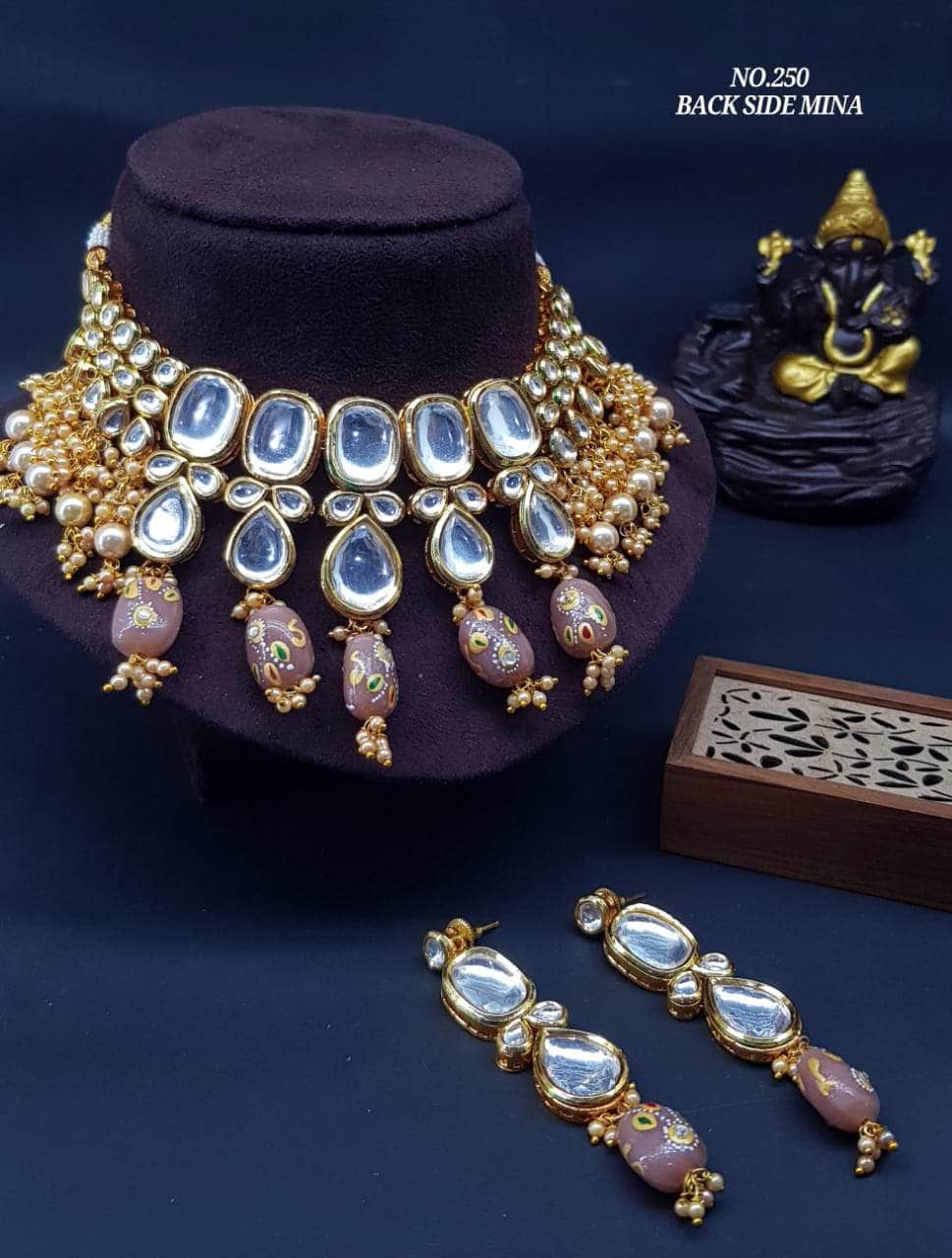 Zevar Necklace Oldrose Kundan Pearls & Beads Choker By Zevar
