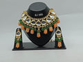 Zevar Necklace Partywear Red Kundan Pearl&Beads Necklace set By Zevar
