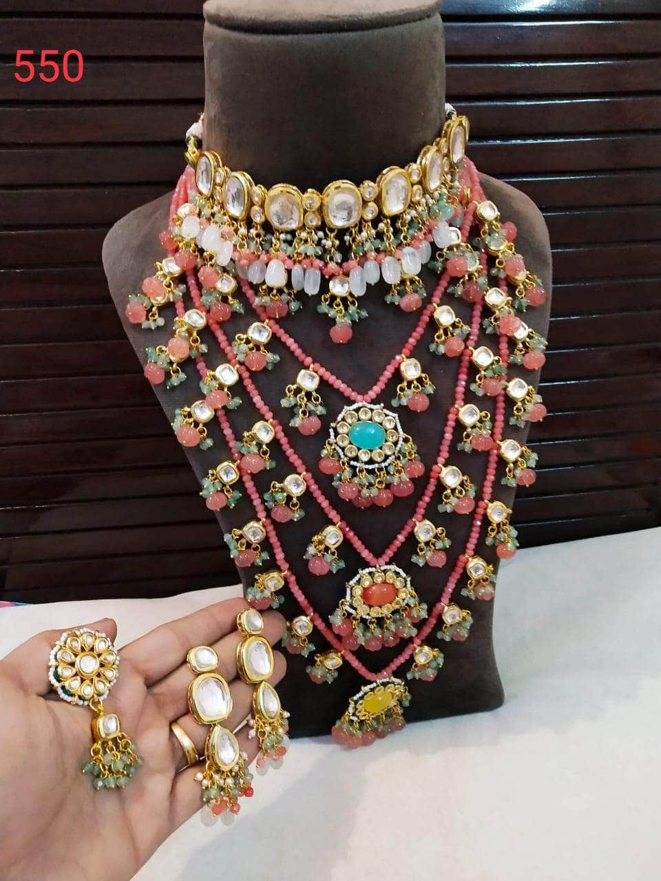 Zevar Necklace Pink Kundan Pearl Necklace By Zevar