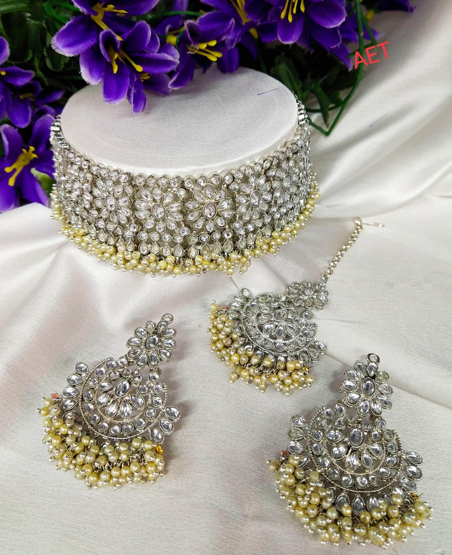 Pearls Bridal Choker Necklace SeT - Zevar