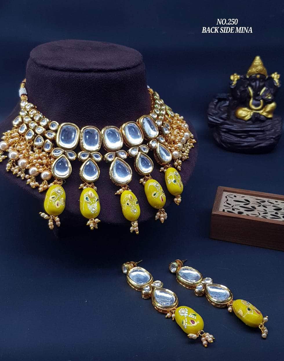 Zevar Necklace Yellow Kundan Pearls & Beads Choker By Zevar