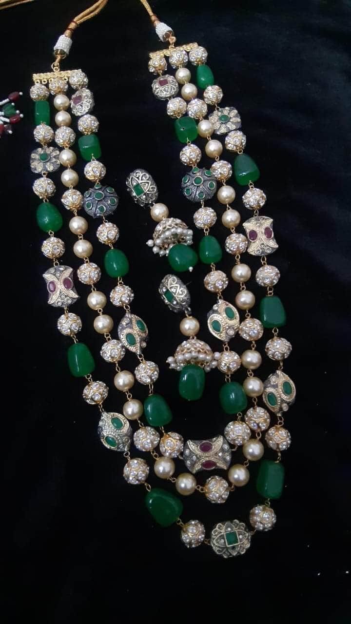 Zevar Necklaces Partywear Kundan Necklace With Earrings By Zevar.