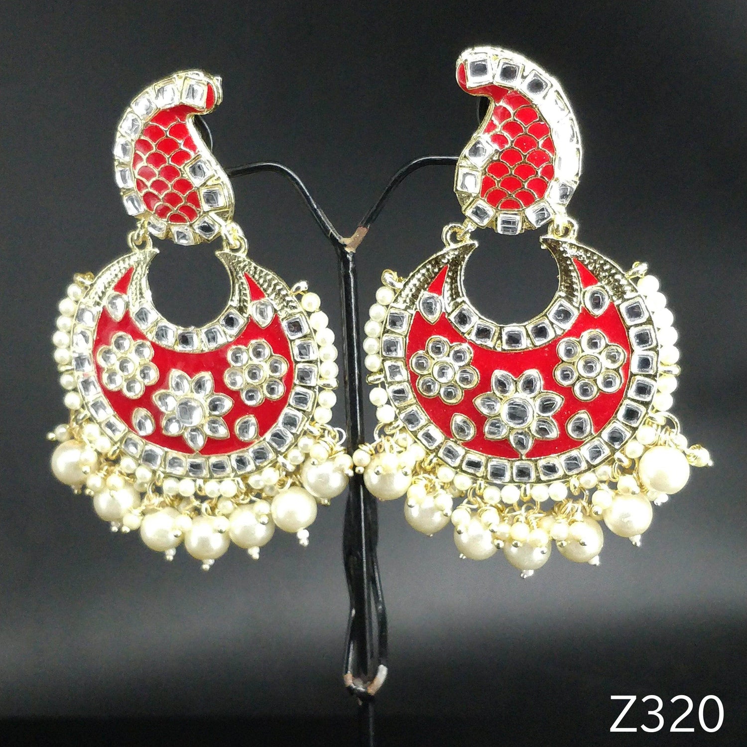 Kundan Meenakari & Pearl Earrings By Zevar - Zevar