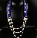 Zevar Temple necklace Beautifull Blue+Silver Thread Long Kumkum Temple Necklace Set By Zevar.