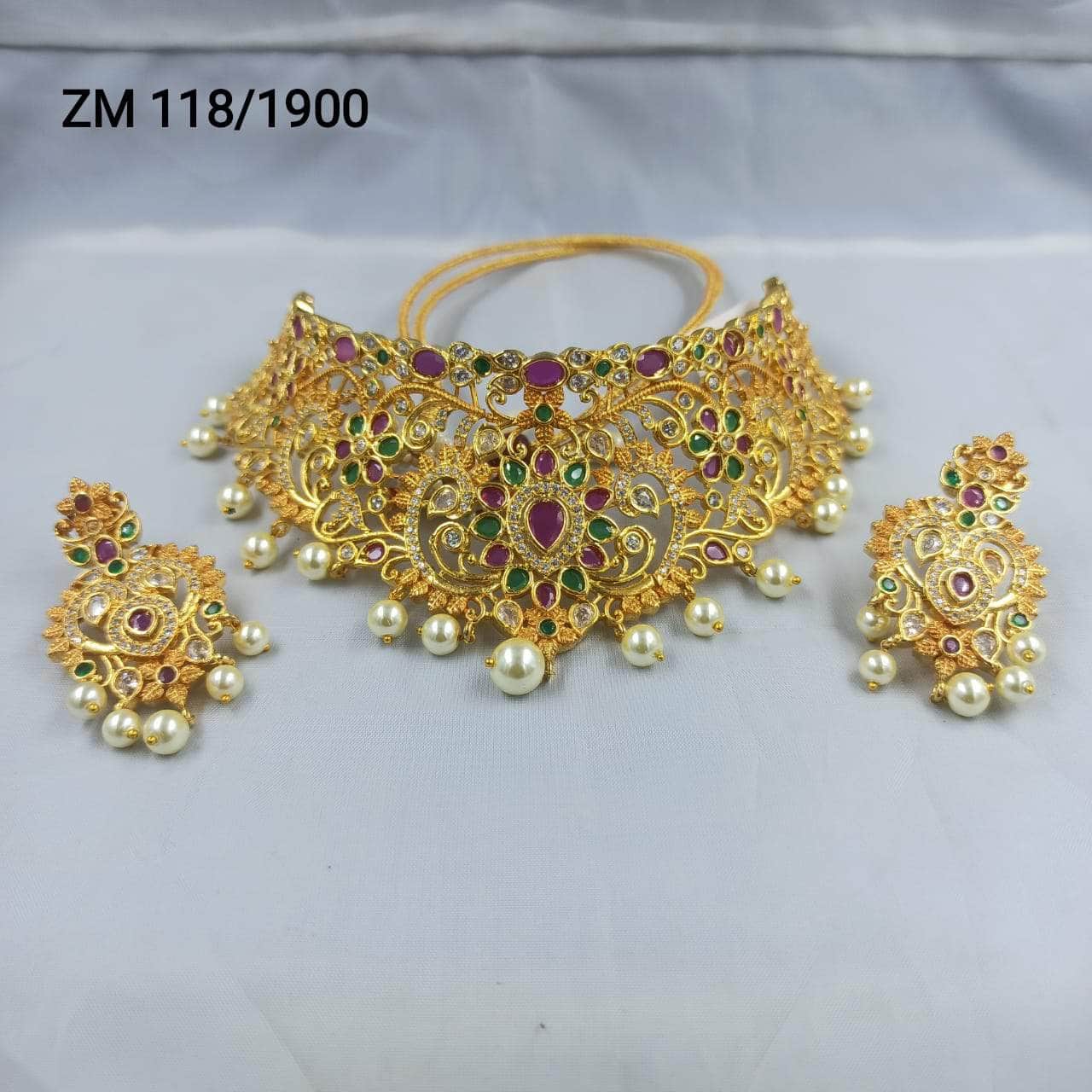 Zevar Temple necklace Choker Necklace Set By Zevar