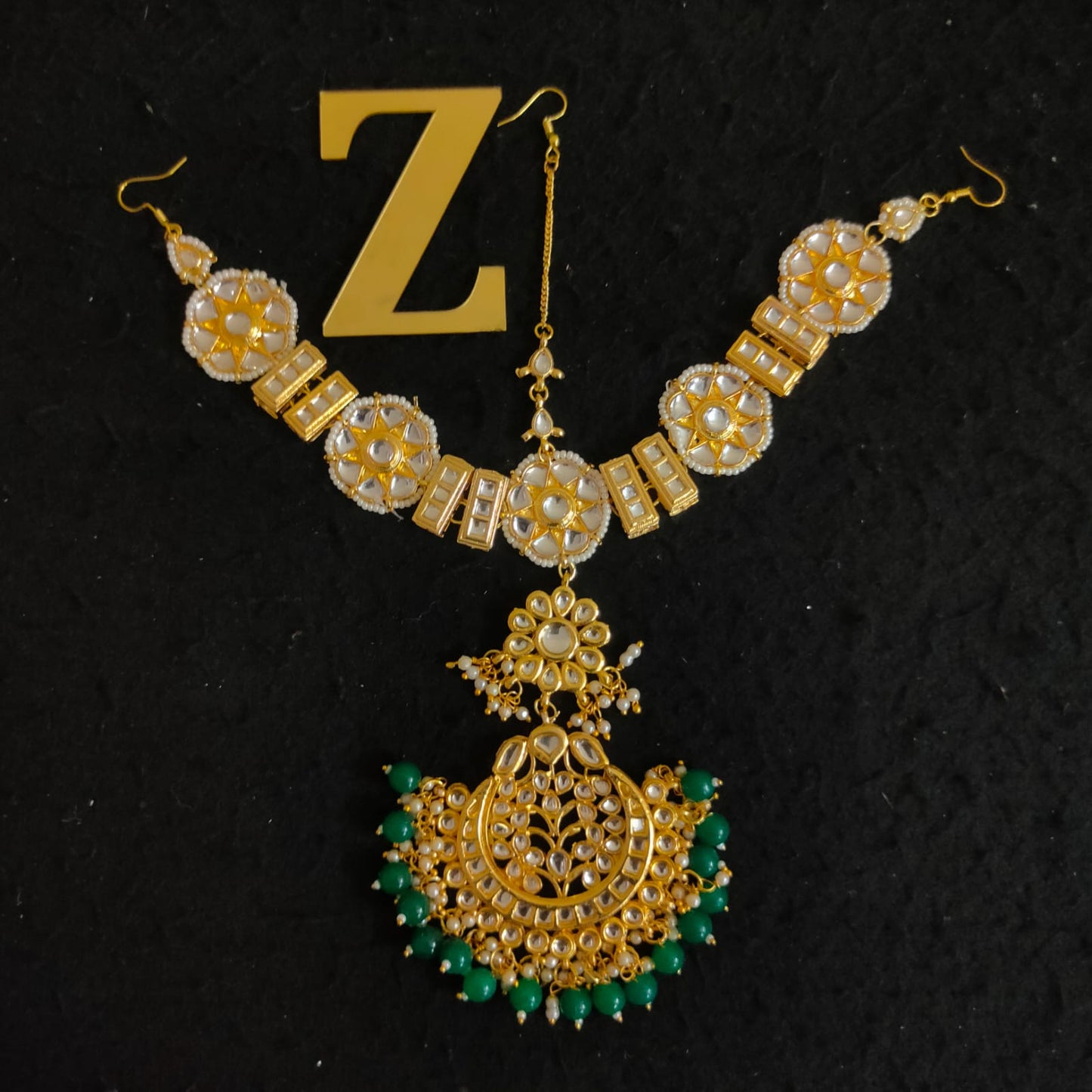 Zevar Traditional Gold Plated Jadtar Kundan Bridal Matha Patti By Zevar